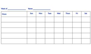 A Blank Weekly Chore Chart for Kids.